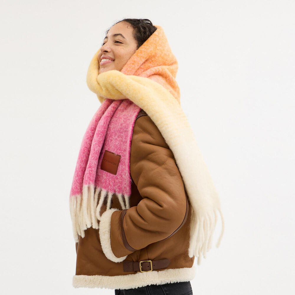 Ombre Muffler With Leather Patch - Picture 2 of 3